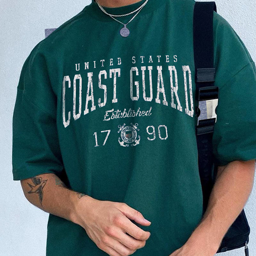 Clearance-COAST GUARD Letter Graphic Print Casual Men's T-shirt-XL