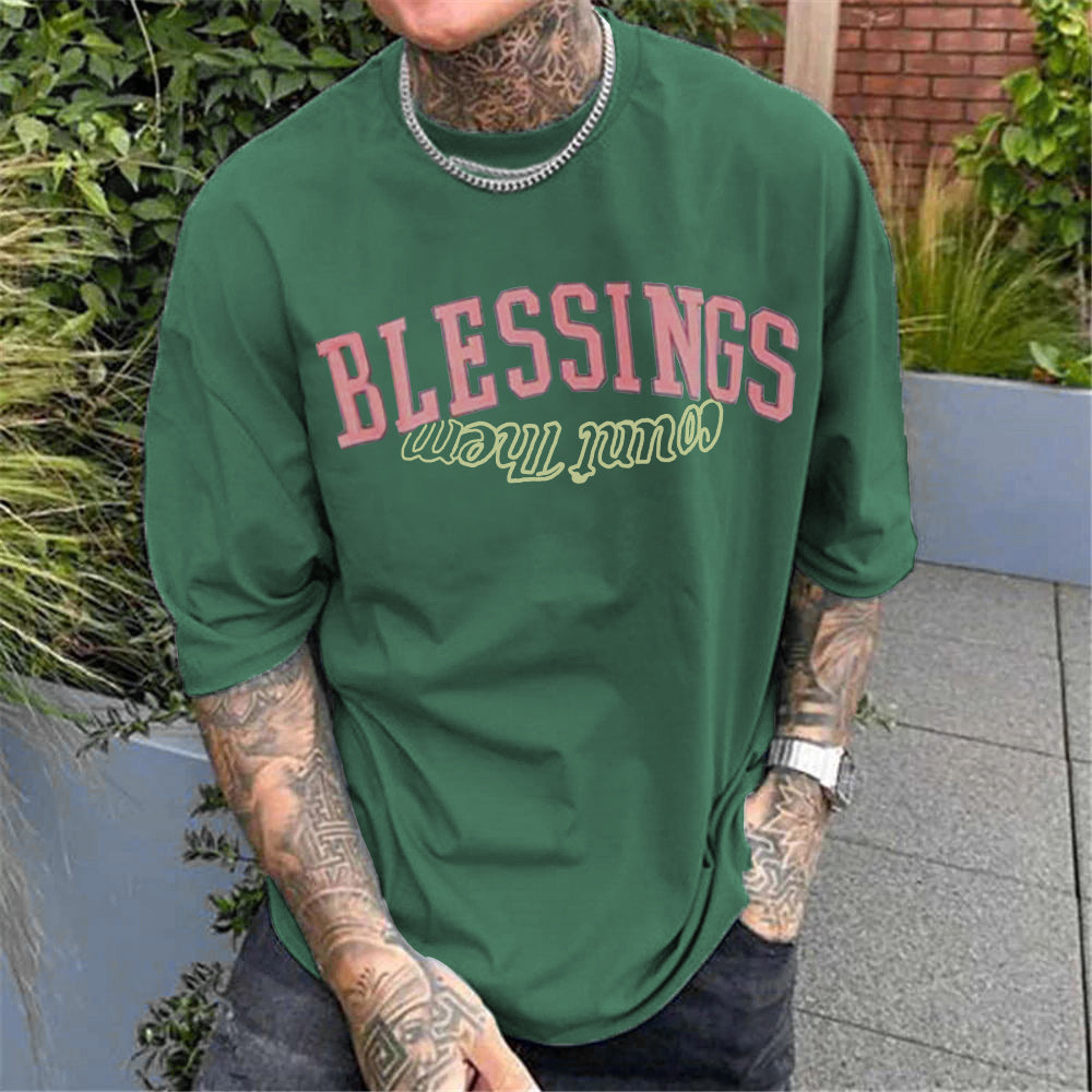 Blessings Letter Print Fashion T-Shirt