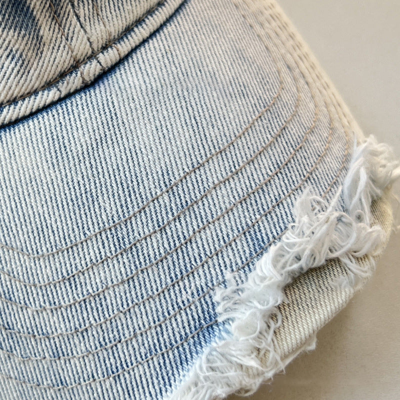 Retro Solid Color Washed Ripped Cap Hat