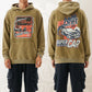 Heavyweight Stonewashed Distressed Hoodie with Car Print
