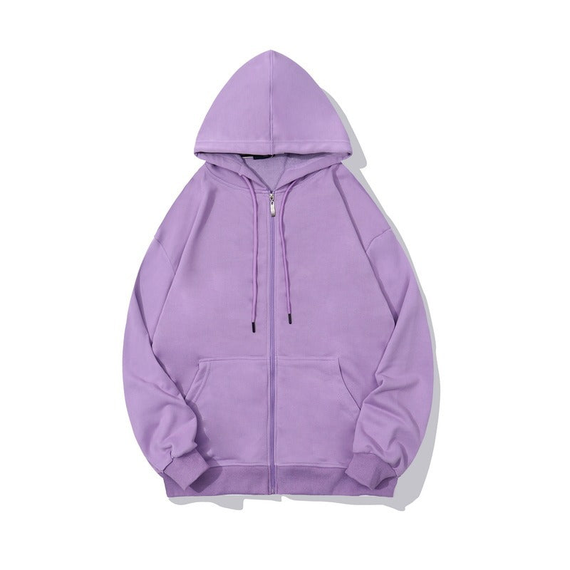 Clearance-Classic Streetwear Solid Color Zip Up Hoodies-2XL