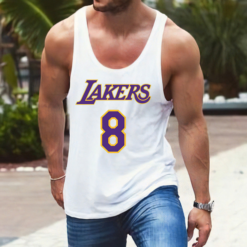 LAKERS Graphic Print Crew Neck Casual Tank Top