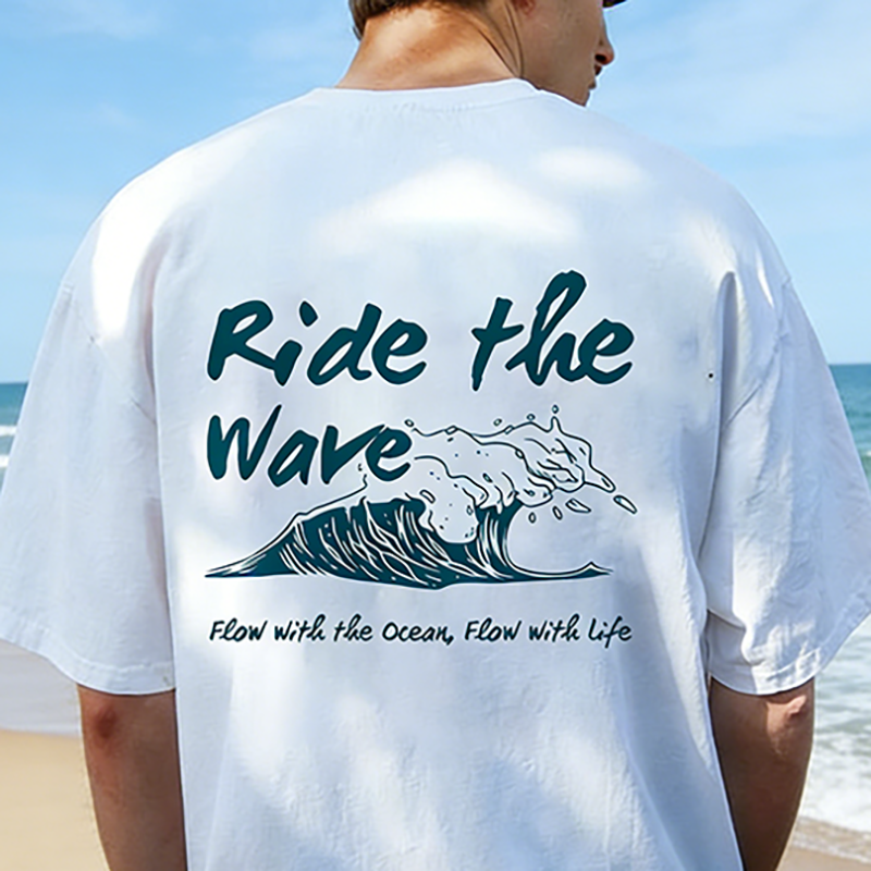 Men's Ocean Wave Graphic Tee Premium Cotton Beachwear