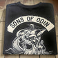Sons of Odin Viking graphic tee by Viking, neatly folded, showing the detailed Norse skull and longship print.