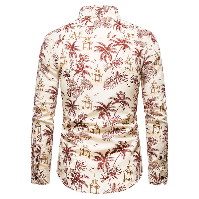 Long-sleeved Shirt With Lapel Print