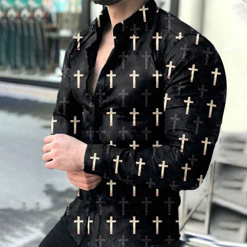 Casual Long-sleeved Printed Shirt