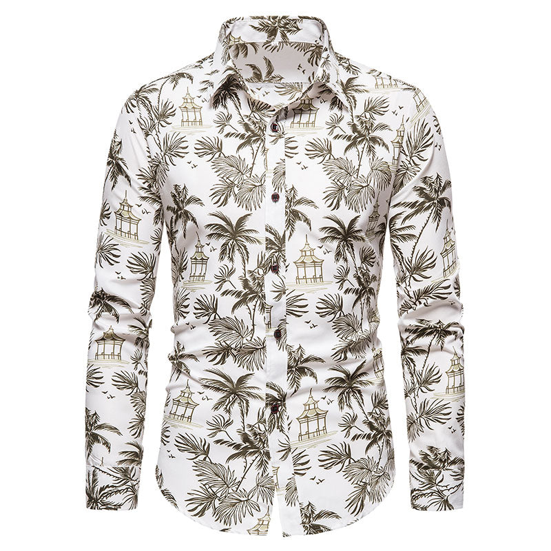 Long-sleeved Shirt With Lapel Print