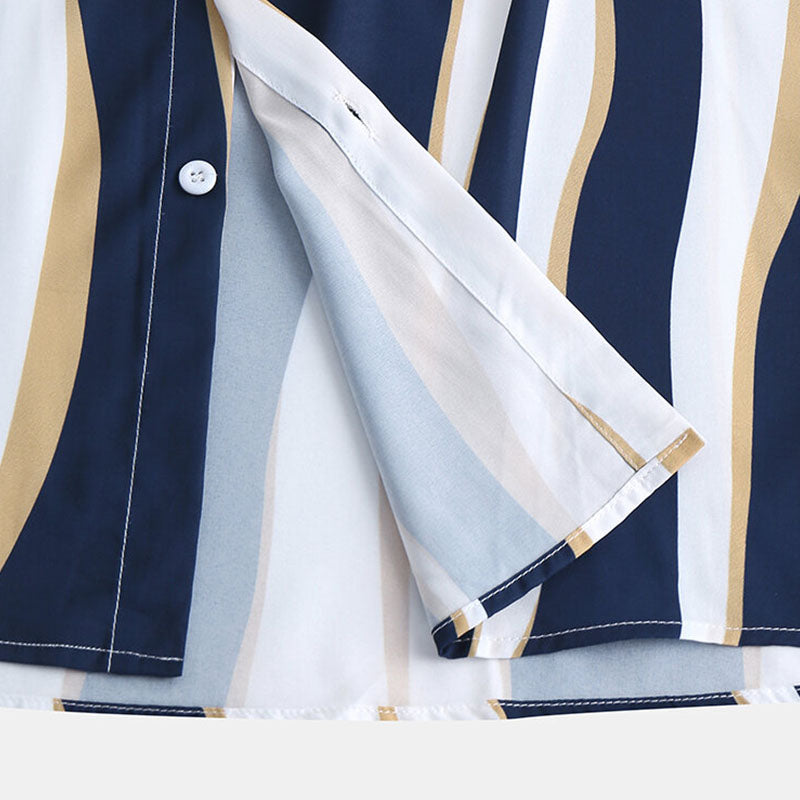 Men's Irregular Stripe Printed Polo Shirt