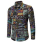 Long-sleeved Shirt With Lapel Print