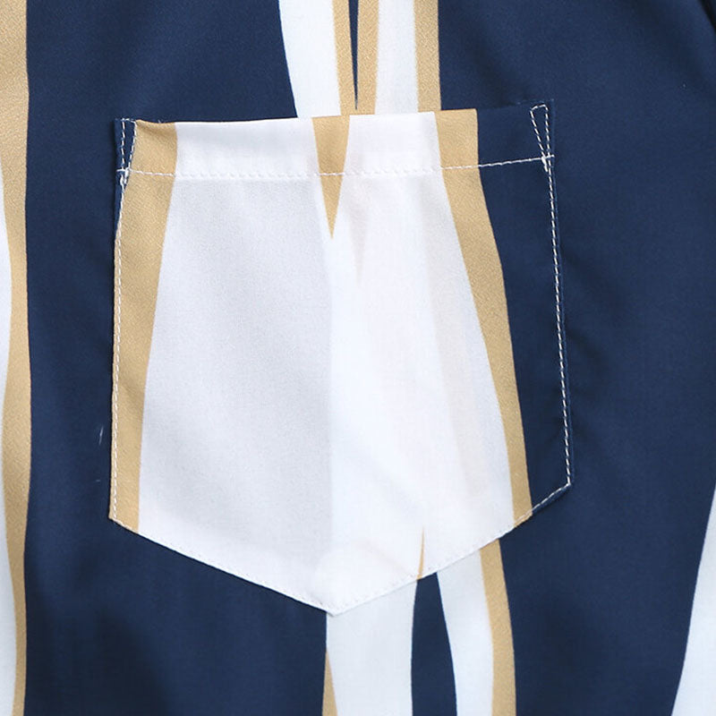 Men's Irregular Stripe Printed Polo Shirt