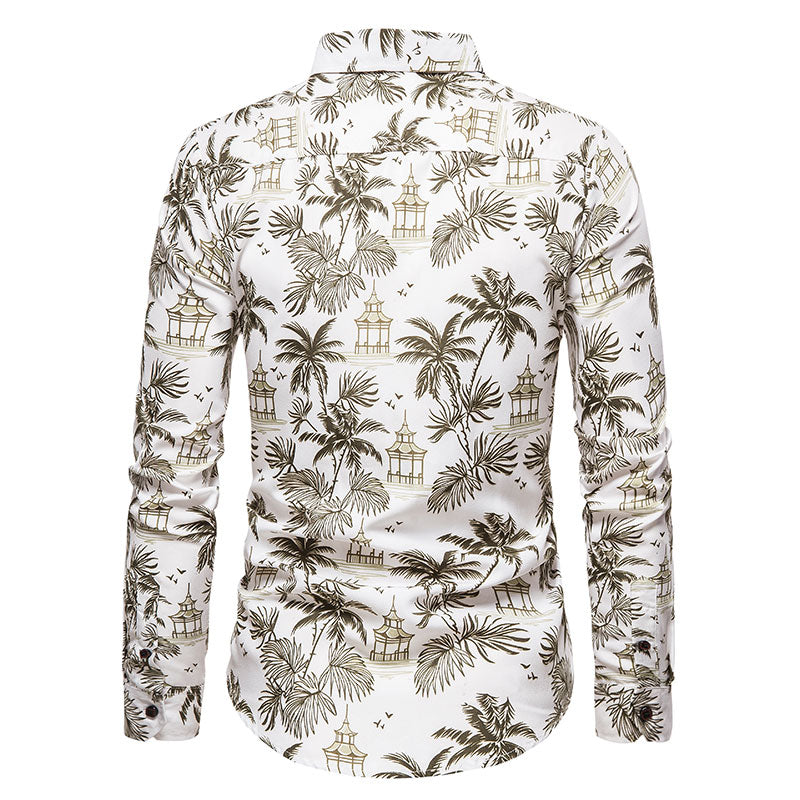 Long-sleeved Shirt With Lapel Print