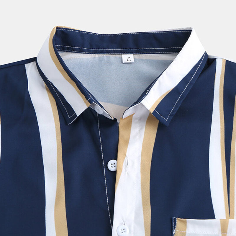 Men's Irregular Stripe Printed Polo Shirt