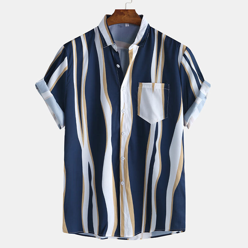 Men's Irregular Stripe Printed Polo Shirt