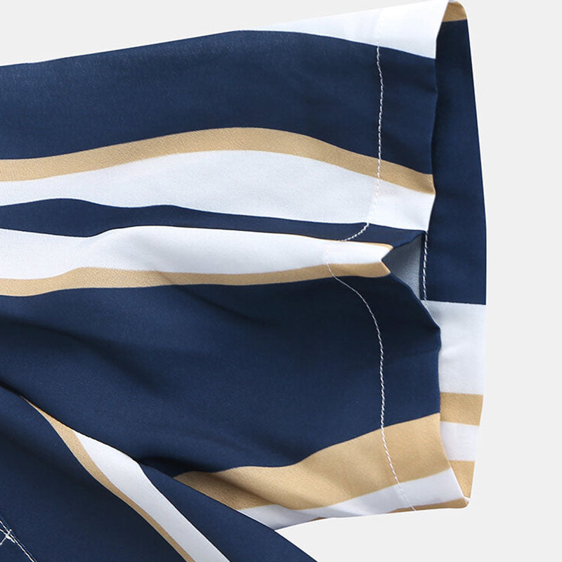 Men's Irregular Stripe Printed Polo Shirt