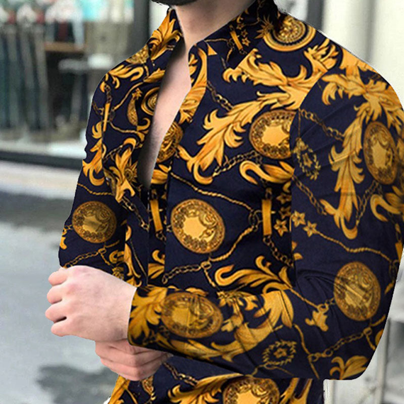 Casual Long-sleeved Printed Shirt