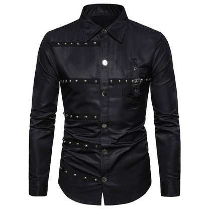 Long-sleeved Shirt With Lapel Print