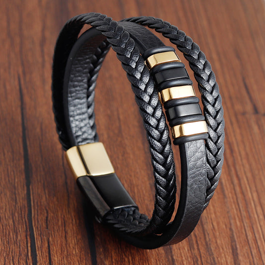 Men's braided leather cord bracelet