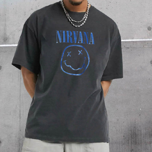 Nirvana Graphic Print Loose Men's Short Sleeve T-Shirt