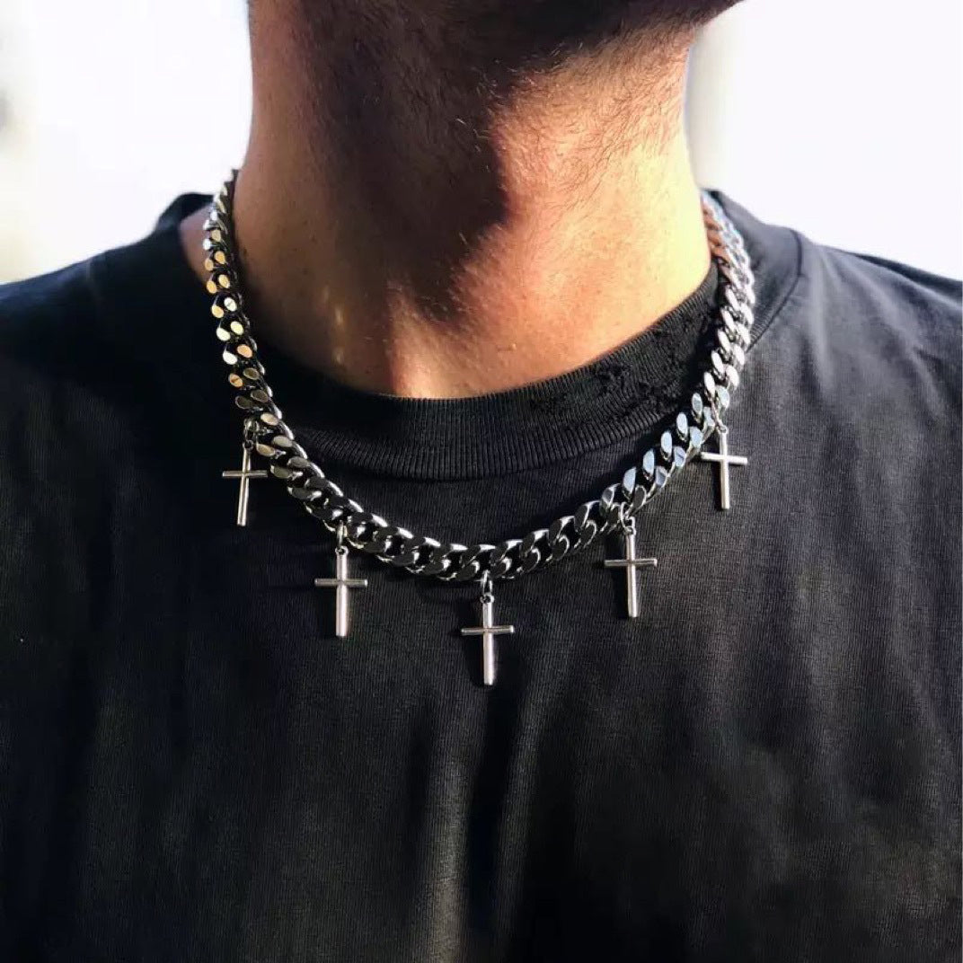Tassel Cross Geometric Pendant Punk Trendy Necklace