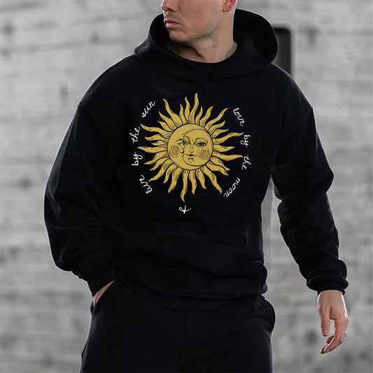 Sun & Moon Graphic Print Men's Oversize Hoodie