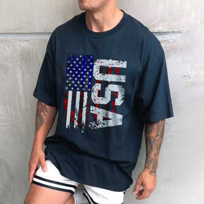 USA Graphic Print Loose Short Sleeve Men's T-Shirt