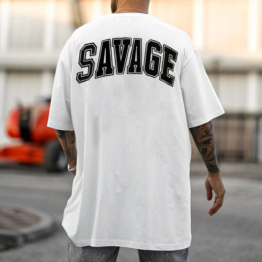 SAVAGE Letter Print Casual Men's T-Shirt