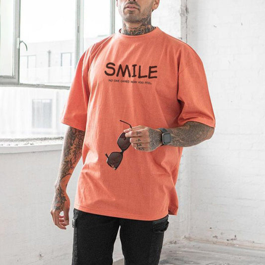 Smile Graphic Print Loose Men's Short Sleeve T-Shirt