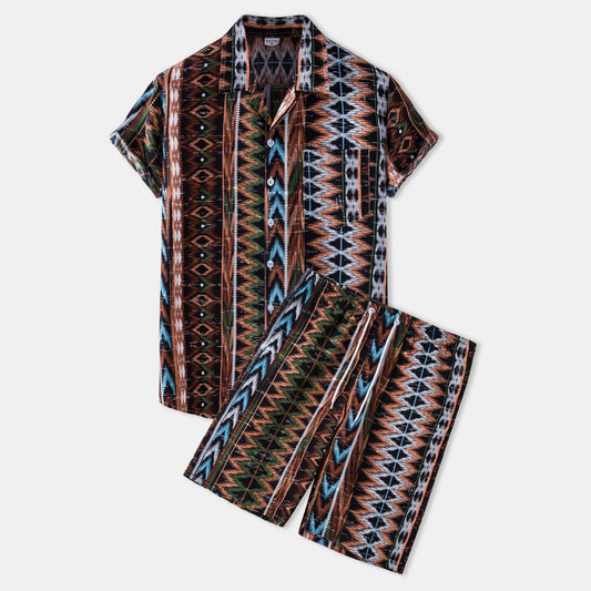 Casual Vacation Print Two-piece Suit
