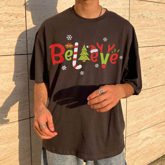 Christmas Men's Believe Faith Casual T-Shirts