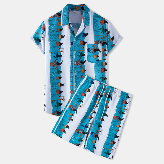 Casual Vacation Print Two-piece Suit