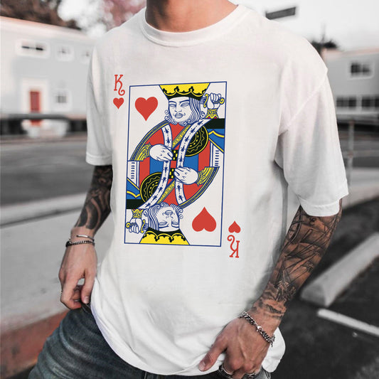 Poker Graphic Print Loose Short Sleeve Men's T-Shirt