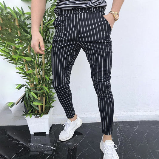 Striped men's casual trousers