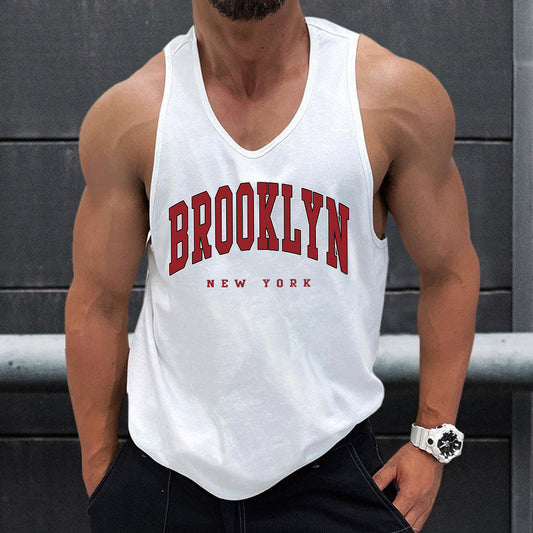 Brooklyn Alphabet Graphic Print Athleisure Men's Tank Top