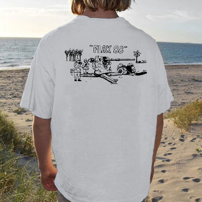 WWII Army Fan Series Around 88mm Flak Graphic Print Men's T-Shirt