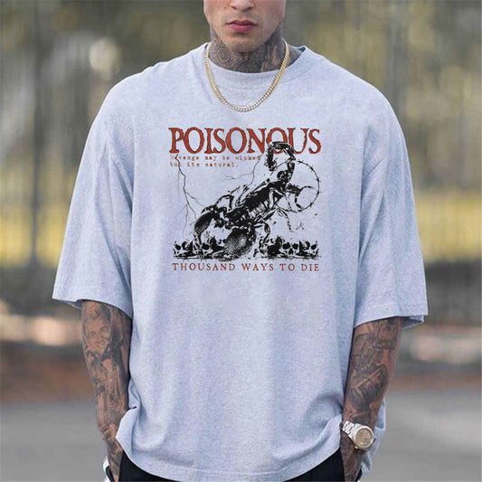 Scorpion Graphic Print Casual Loose Men's Short Sleeve T-Shirt