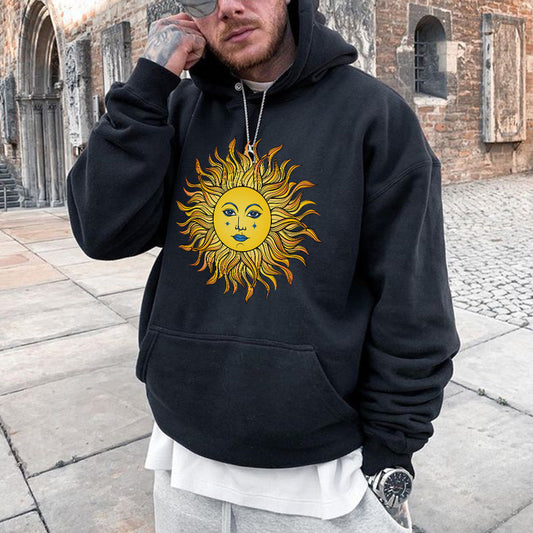 Sun Graphic Print Loose Casual Men's Sweatshirt