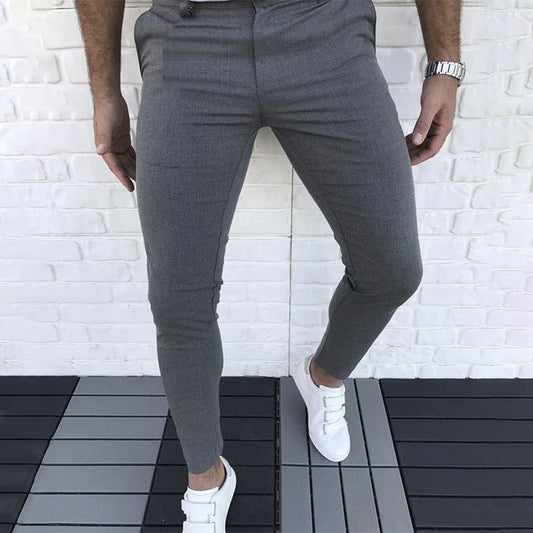 Minimalist solid coloured casual trousers