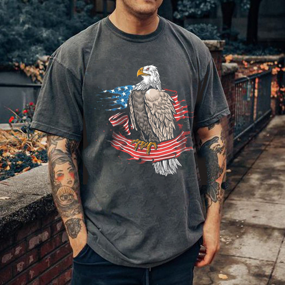 Eagle Graphic Print Loose Short Sleeve Men's T-Shirt