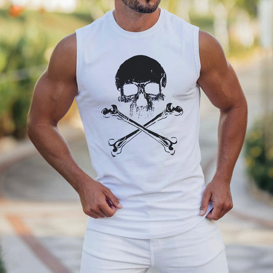 Men's Skull Graphics Casual Tank Tops-C