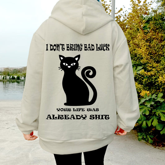Alphabet Cat Graphic Women's Hoodie Sweatshirt