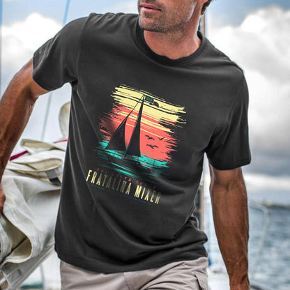 Alphabet Graphic Print Beach Vacation Men's T-Shirt