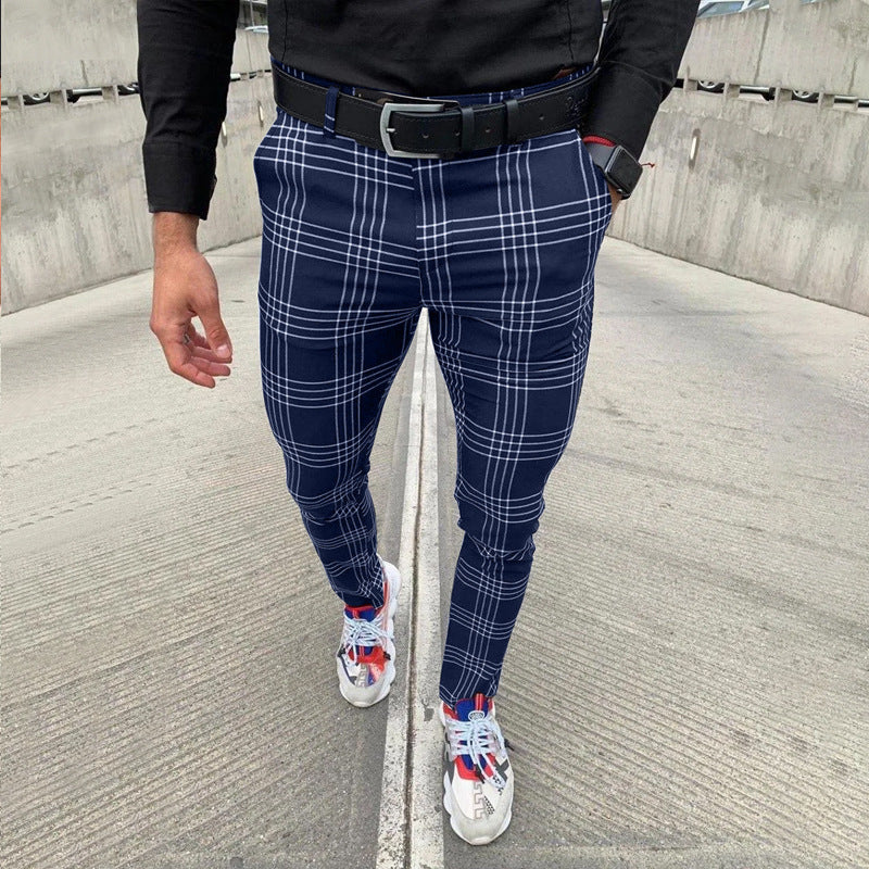 Checked striped casual trousers fashion chinos