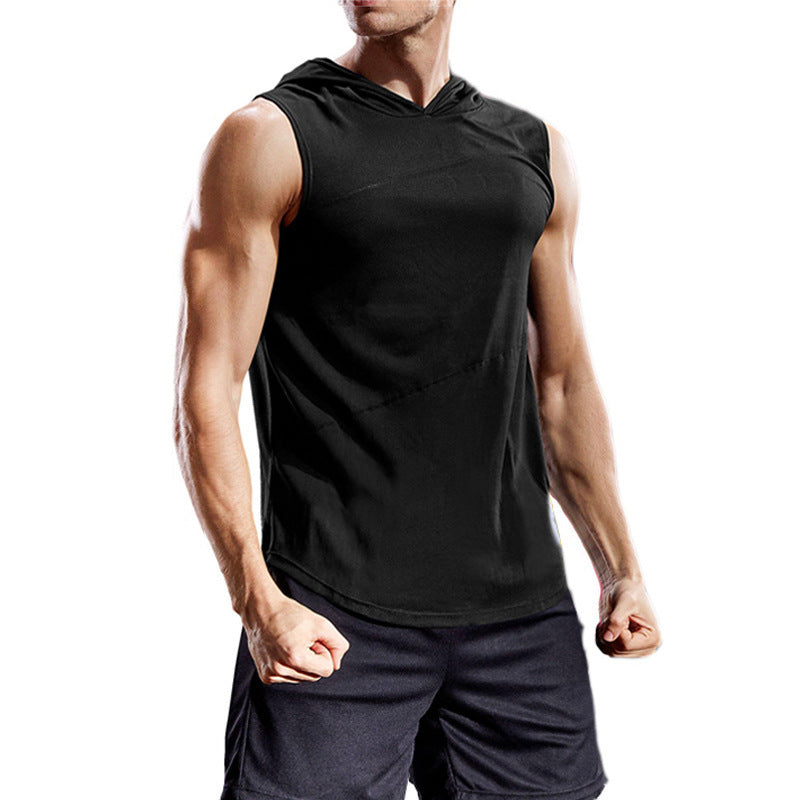 Hooded sleeveless sports fitness vest