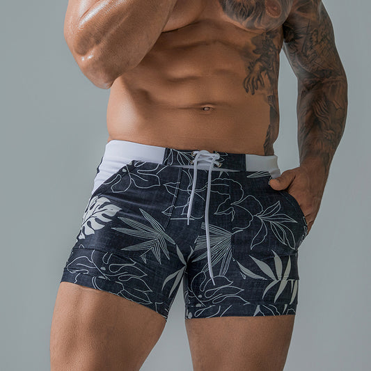 Men's Leaves printed Summer Swimming Shorts