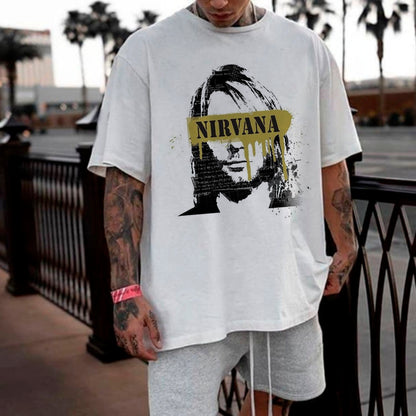 Nirvana Vintage Graphic Print Crew Neck Casual Men's T-Shirt