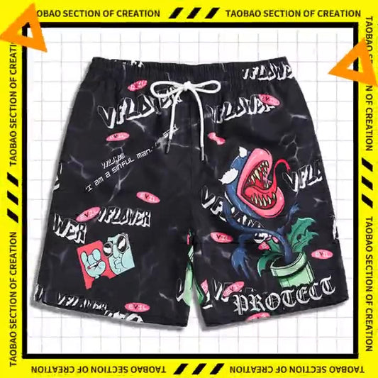 Men's beach pants loose casual cartoon printed shorts