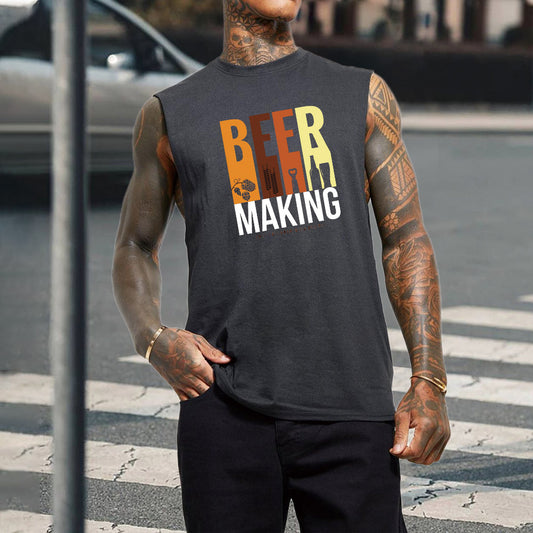 Beer Making Graphic Print Loose Men's Tank Top