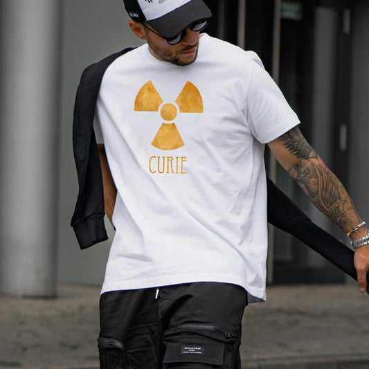 Marie Curie Radioactive Graphic Print Loose Men's T-Shirt