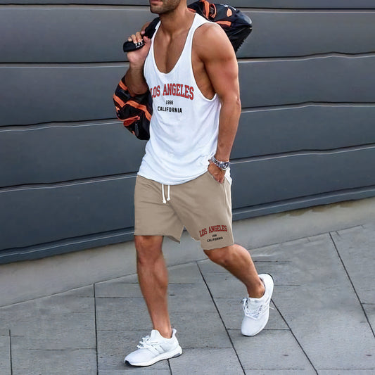 Los Angeles Men's Streetwear Tank Top Tracksuits-A