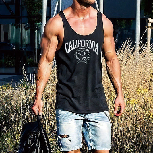 California Alphabet Graphic Print Sports Casual Men's Tank Top